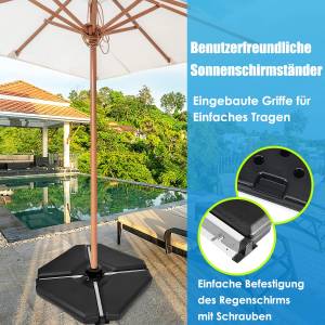 4-teiliger Sonnenschirmständer Schwarz - Kunststoff - 90 x 10 x 90 cm