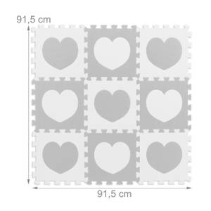 18-tlg. Puzzlematte Herz Grau - Weiß