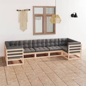 Garten-Lounge-Set (7-teilig) 3009773-2 Grau - Holz