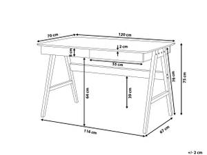 Schreibtisch SHESLAY Braun - Weiß - Holzwerkstoff - 120 x 75 x 70 cm