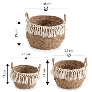 Set de 3 paniers Jula fibre naturelle Blanc - Fibres naturelles - 35 x 25 x 35 cm