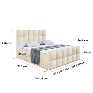 Boxspringbett RICAR-Z Beige - Breite: 140 cm - H4