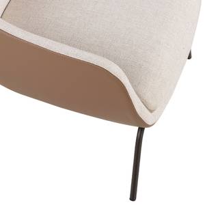 Fauteuil en tissu et croute cuir Beige - Cuir synthétique - Textile - 77 x 84 x 76 cm