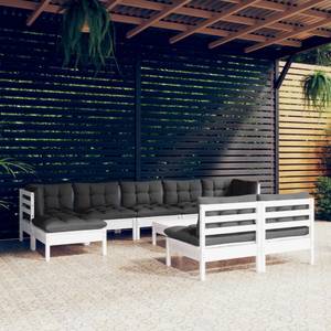 10-tlg. Garten-Lounge-Set mit Kissen Weiß