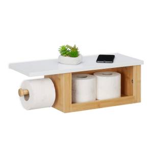 Porte-papier toilette support bambou Marron - Blanc - Bambou - Bois manufacturé - 50 x 17 x 18 cm