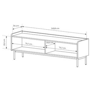 TV-Lowboard LIWELO Grau - Holzwerkstoff - 153 x 51 x 38 cm