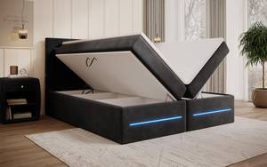 Boxspringbett Minera Schwarz - Breite: 160 cm - H2