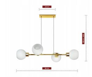 Goldene Milchglas Pendelleuchte IV Gold - Weiß - Glas - Metall - 35 x 100 x 85 cm