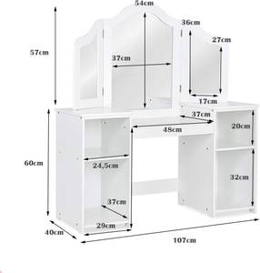 2 in 1 Kinder Schminktisch Schreibtisch Weiß