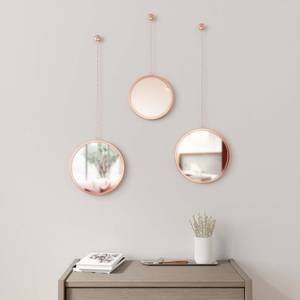 Miroirs ronds suspendus Dima (Lot de 3) Acier / Aluminium - Rose foncé