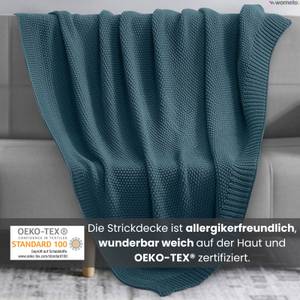 Strickdecke Kuscheldecke ✓OEKO-TEX Türkis