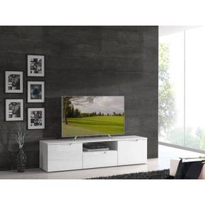 Meuble TV 2 portes 1 tiroir - PURE Blanc - Cuir synthétique - 170 x 43 x 41 cm