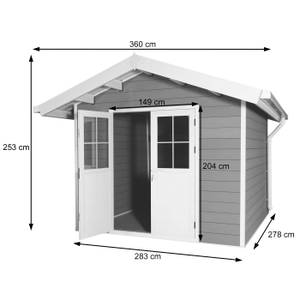 WPC Gartenhaus mit Satteldach J94 Graphit - Weiß