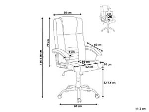 Chaise de bureau COMFORT Beige - Noir - Argenté - Blanc - Cuir synthétique - 70 x 126 x 60 cm