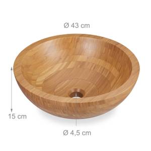 Lavabo rond en bambou Marron - Bambou - 43 x 15 x 43 cm