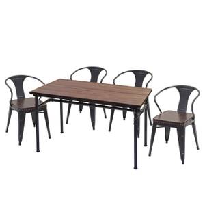 Esszimmer-Set H10 (5-teilig) Schwarz - Braun - Holz teilmassiv - 120 x 115 x 70 cm