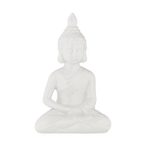 Statue bouddha de couleur blanche Blanc - Céramique - 11 x 17 x 7 cm