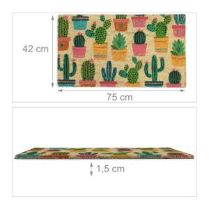Paillasson coco motif cactus Marron - Vert - Fibres naturelles - Matière plastique - 75 x 2 x 42 cm