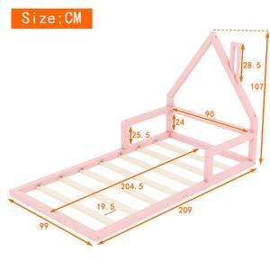 Kinderbett Julian Pink - Holzwerkstoff - Massivholz - 107 x 107 x 209 cm