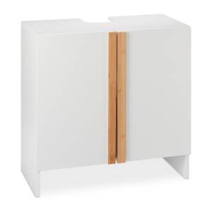 Weißer Waschbeckenunterschrank Braun - Weiß - Bambus - Holzwerkstoff - 60 x 60 x 30 cm