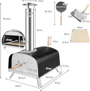 Pizzaofen Outdoor Schwarz - Metall - 81 x 85 x 42 cm