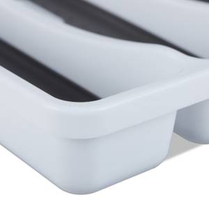 Boîte à couverts pour tiroir Gris - Blanc - Matière plastique - 33 x 5 x 40 cm