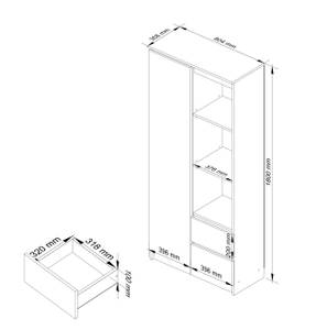 Bibliothèque de bureau R11 1T 2S CLP Imitation wengé - Blanc