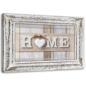 Leinwandbilder Haus Home Holz Herz Beige 100 x 70 cm