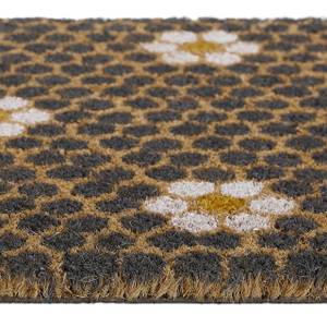 Paillasson coco fleurs Marron - Blanc - Fibres naturelles - Matière plastique - 60 x 2 x 40 cm