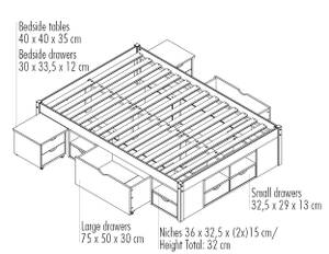 Lit Cluse Marron - Bois massif - 209 x 48 x 186 cm