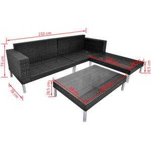 Gartenmöbel-Set (4-teilig) 294024 Schwarz - Metall - Polyrattan - 68 x 29 x 100 cm