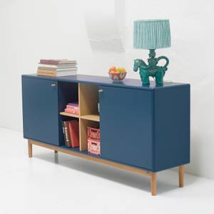 COLOR LIVING Large Sideboard Blau - Blaubeerblau - Eiche Dekor