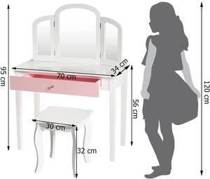 Kinder 2 in 1 Schminktisch Set Weiß - Holzwerkstoff - 34 x 96 x 70 cm