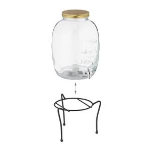 Getränkespender Set mit Gläsern Schwarz - Gold - Glas - Metall - 23 x 45 x 31 cm