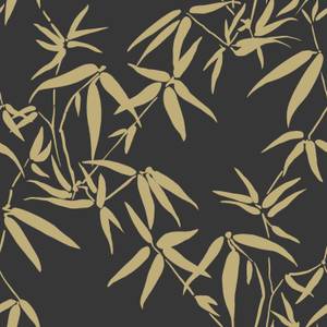 papier peint feuilles de bambou 7286 Noir - Fibres naturelles - Textile - 53 x 1005 x 1005 cm