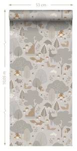 Tapete Wald mit Waldtieren 7455 Grau - Naturfaser - Textil - 50 x 900 x 900 cm