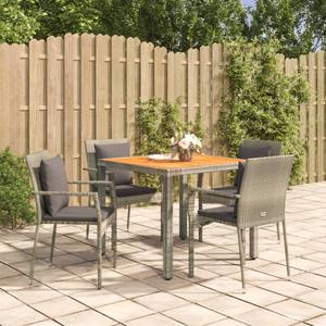 Garten Essgruppe 3029221-2 (5-teilig) Grau - Metall - Polyrattan - 90 x 75 x 90 cm