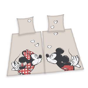 4tlg Disney Bettwäsche Mickey & Minnie Weiß - Naturfaser - 135 x 200 cm