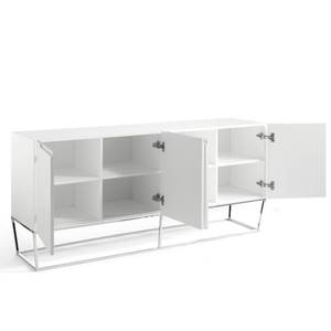 Sideboard in Weiß und Stahl Weiß - Holzwerkstoff - Metall - 180 x 80 x 45 cm