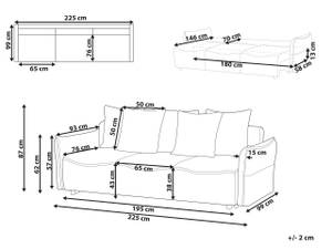 Canapé convertible KRAMA Noir - Blanc - Fibres naturelles - 225 x 87 x 99 cm