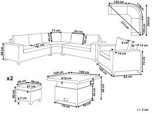 Lounge Set TEGLIO 7-tlg Beige - Grau - Polyrattan - 265 x 83 x 265 cm