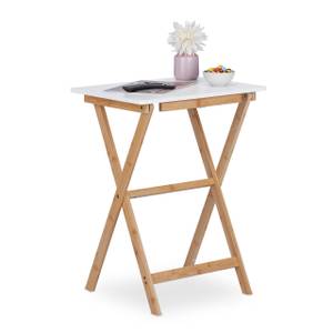 Weißer Klapptisch aus Bambus Braun - Weiß - Bambus - Holzwerkstoff - 48 x 63 x 37 cm