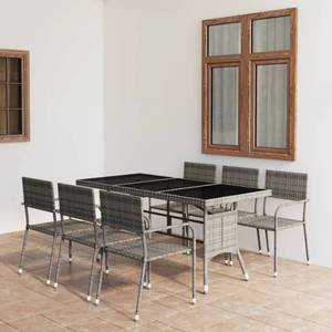 Salle à manger (lot de 7) 3009977-3 Gris - Métal - Polyrotin - 80 x 74 x 170 cm