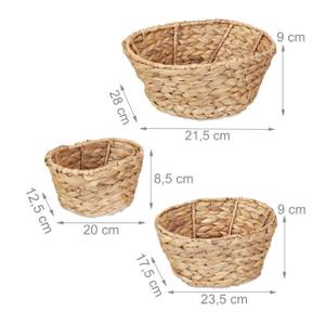 3x Aufbewahrungskörbe Wasserhyazinthe Braun - Metall - Rattan - 28 x 9 x 22 cm