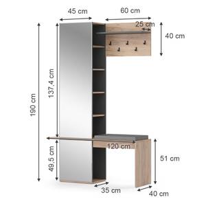 Garderobe Adeline Braun - Holzwerkstoff - 120 x 190 x 40 cm