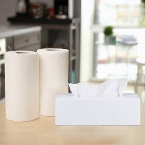 Boîte à lingettes bambou blanc Blanc - Bambou - 28 x 9 x 16 cm