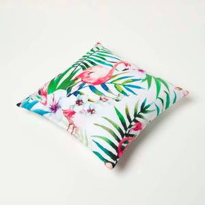 Gartenkissen Flamingo 2er Set Grün - Textil - 45 x 7 x 45 cm