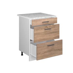 Unterschrank R-Line 60cm Sonoma/Weiß m Hellbraun - Weiß