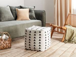 Pouf TARODI Noir - Blanc - Fibres naturelles - 45 x 45 x 45 cm