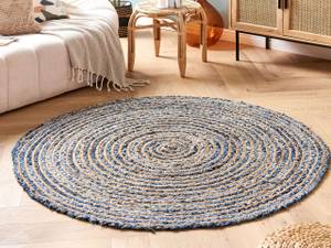 Teppich LEVENTLER Beige - Blau - Naturfaser - 140 x 140 x 140 cm